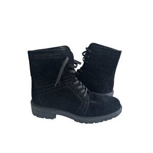 AQUATALIA Luce Weatherproof Black Suede Lace Up Boots Size 9.5